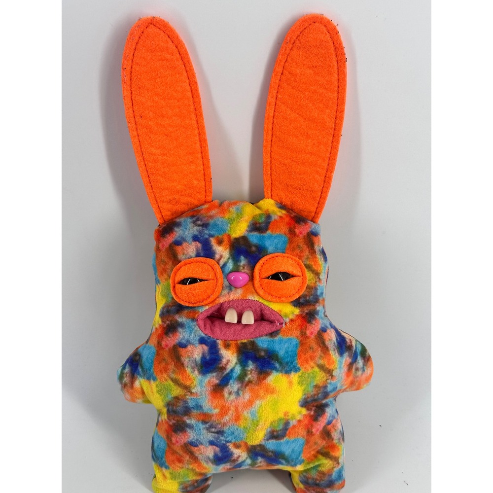 Fuggler Rabid Rabbit Funny Ugly Monster Plush‎ Tie Dye Multi Color Bunny Toy